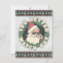 Cartão De Festividades Papai Noel - É Melhor Ficar Esperto - Retro