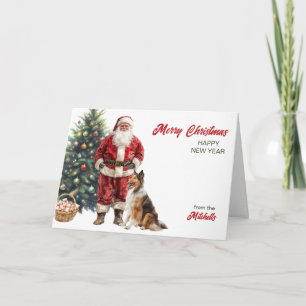 Cartão De Festividades Papai Noel e o Natal do Cão Collie