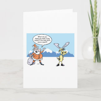 Cartão De Festividades Papai noel e rena dos desenhos animados do Natal