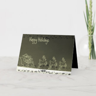 Cartão De Festividades Papai Noel e Rena Luminosos