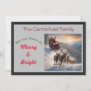 Cartão De Festividades Papai Noel e renas na véspera de Natal