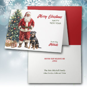 Cartão De Festividades Papai Noel e Rottweiler Natal