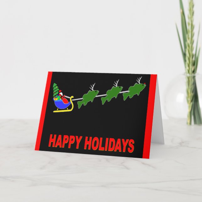 Cartão De Festividades Papai noel e seu "cartão dos cervos baixos" (Frente)