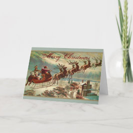 Cartão De Festividades Papai noel e seu Natal do trenó da rena