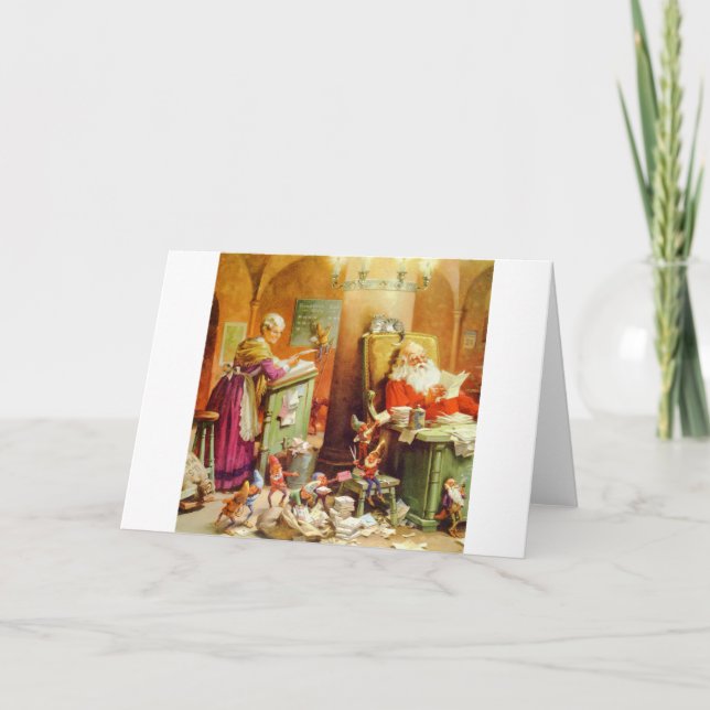 Cartão De Festividades Papai Noel e Sra. Claus no Polo Norte (Frente)