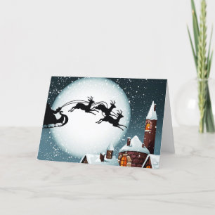Cartão De Festividades Papai Noel e suas renas