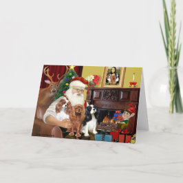 Cartão De Festividades Papai Noel e Três Cavaleiros