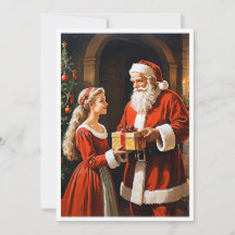 Papai Noel Elegante Fofo Vintage Não Fotográfico,