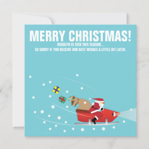 Cartão De Festividades Papai Noel em moto de neve ilustração engraçada