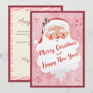 Cartão De Festividades Papai Noel em Rotulo Script Rosa Fazenda Vintage