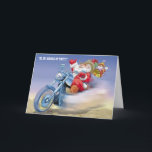 Cartão De Festividades Papai noel em um Harley<br><div class="desc">Papai Noel que monta uma motocicleta</div>