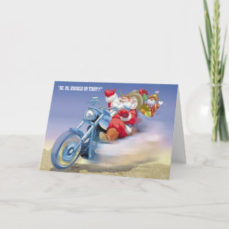 Cartão De Festividades Papai noel em um Harley