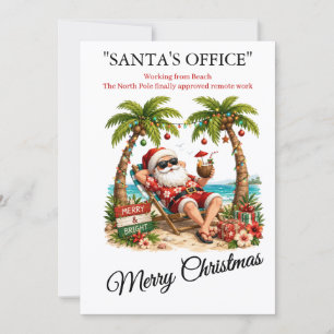 Cartão De Festividades Papai Noel engraçado de Natal Praia Tropical Traba