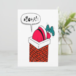 Cartão De Festividades Papai Noel engraçado ficou preso no Natal