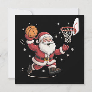 Cartão De Festividades Papai Noel Engraçado Jogando Basquete Presente de 