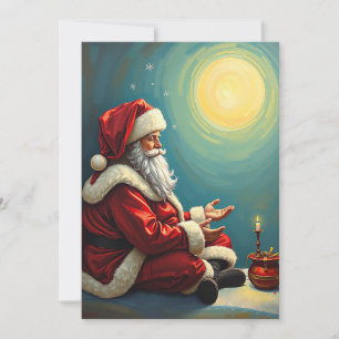 Cartão De Festividades Papai Noel engraçado meditando no inverno Old Fash
