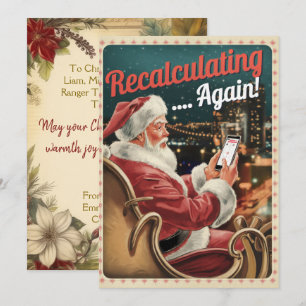 Cartão De Festividades Papai Noel Engraçado Vintage Recalculando Personal