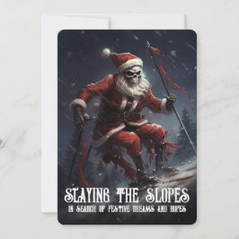 Cartão De Festividades Papai Noel Esqueleto Sinistro Esqui Goth Macabro N