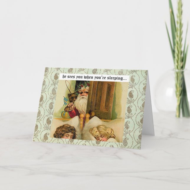 Cartão De Festividades Papai Noel está chegando à cidade. (Frente)