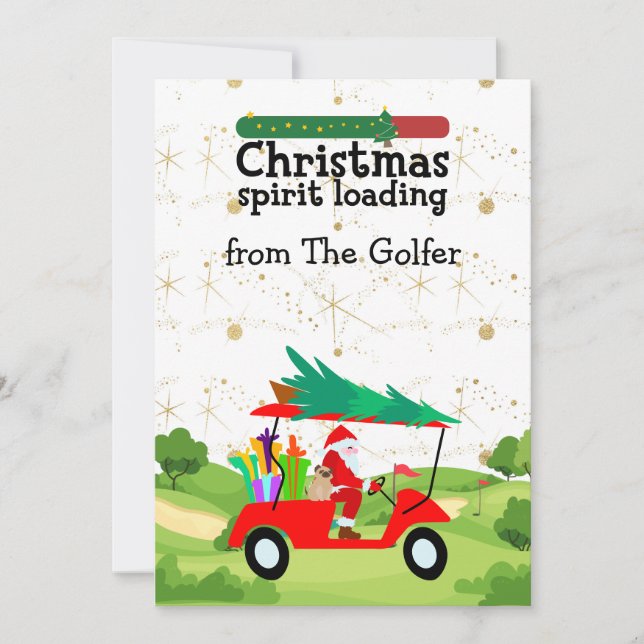 Cartão De Festividades Papai Noel está jogando golfe no Natal (Frente)