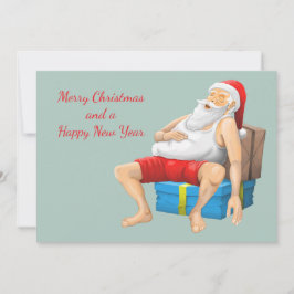 Cartão De Festividades Papai Noel está tirando uma soneca
