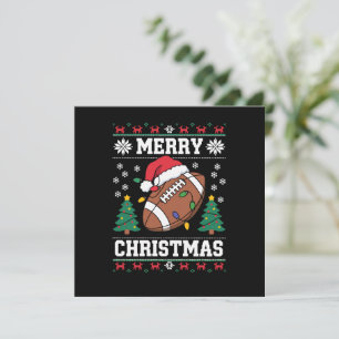 Cartão De Festividades Papai Noel estilo suéter feio de Natal Futebol Ame