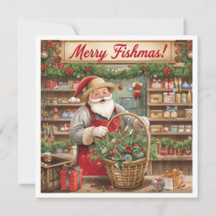 Cartão De Festividades Papai Noel fazendo cesta de presentes é Loja de Pe
