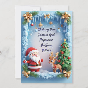 Cartão De Festividades Papai Noel Festivo com Árvore de Natal