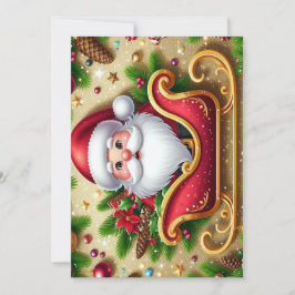 Cartão De Festividades Papai Noel Festivo em Trenó