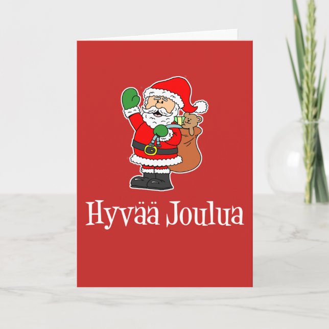Cartão De Festividades Papai noel finlandês do Feliz Natal de Hyvaa (Frente)