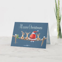 Cartão De Festividades PAPAI NOEL & fishin & TEXTO da RENA por SHARON