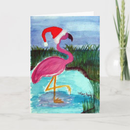 Cartão De Festividades Papai Noel Flamingo