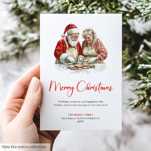 Cartão De Festividades Papai Noel Fofo Crianças Estilo Vermelho Verde Sau