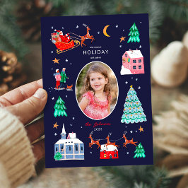 Cartão De Festividades Papai Noel Fofo Foto de Natal Antiga