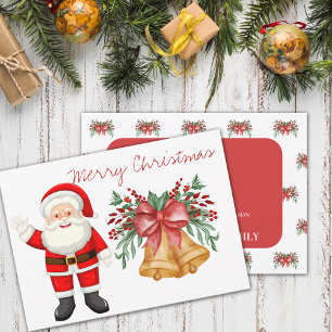 Cartão De Festividades Papai Noel Fofo Frutas Vermelhas Feliz Natal