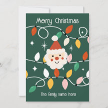 Papai Noel Fofo Retrô com Luzinhas de Fada Verde