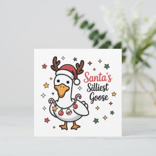 Cartão De Festividades Papai Noel Ganso Tolo Natal Pato Engraçado Fofo 