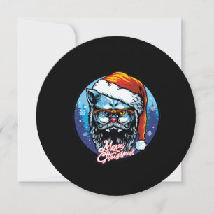 Cartão De Festividades Papai Noel gato deseja Feliz Natal