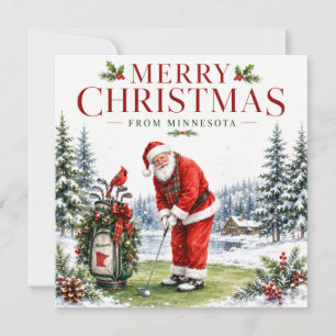 Cartão De Festividades Papai Noel Golfista Jogando Golfe em Minnesota no