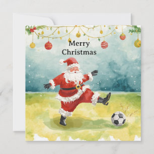 Cartão De Festividades Papai Noel joga Futebol Feriado de Natal 