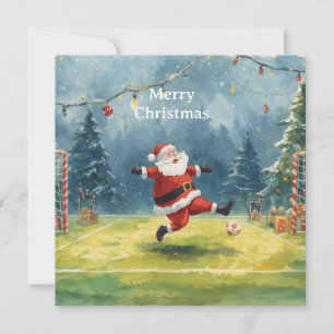 Cartão De Festividades Papai Noel joga Futebol Feriado de Natal 