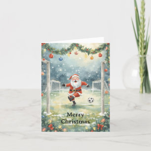 Cartão De Festividades Papai Noel joga Futebol Feriado de Natal 