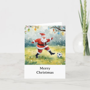 Cartão De Festividades Papai Noel joga Futebol Feriado de Natal 