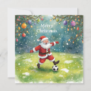 Cartão De Festividades Papai Noel joga Futebol Feriado de Natal 