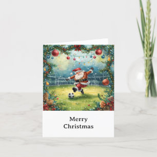 Cartão De Festividades Papai Noel joga Futebol Feriado de Natal 