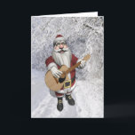 Cartão De Festividades Papai Noel Jogando Canções De Natal Em Seu Violão<br><div class="desc">a cor do plano de fundo pode ser alterada: PERSONALIZE seu pai natal é conhecido como um guitarrista incrível - ele se apresenta em todo o mundo não apenas no Natal,  Natal e feliz ano novo!</div>