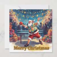 Papai Noel jogando ping pong com uma camisa havaia