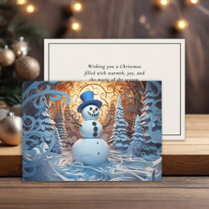 Cartão De Festividades Papai Noel Mágico Natalino Floresta de Neve Natal