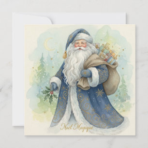 Cartão De Festividades Papai Noel Mágico Vintage com Presentes