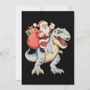 Cartão De Festividades Papai Noel montado em dinossauro T Rex Natal Festa
